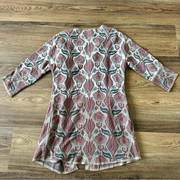 Peruvian Connection Pima Cotton Open Cardigan Floral Tapestry Boho Artsy XS - Picture 7 of 7